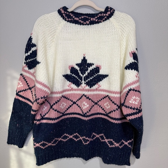 Cozy Knit Sweater - Pink and Navy - Picture 1 of 5